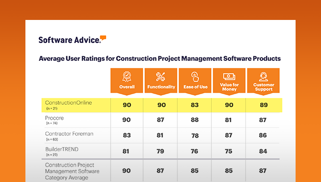 Gartner ratings for ConstructionOnline