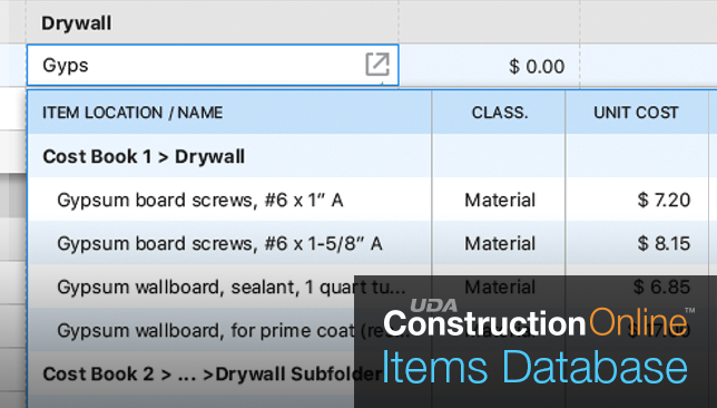 Items Database + Costbooks Now Available for  ConstructionOnline